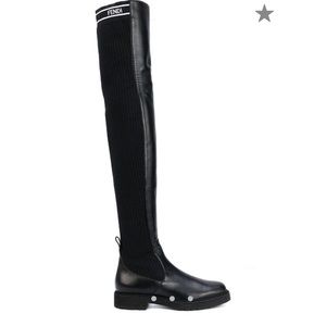 FENDI BLACK CUISSARD KNEE HIGH BOOTS